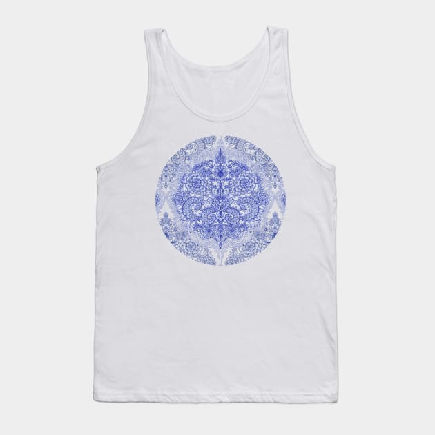 Happy Place Doodle in Cornflower Blue, White & Grey Tank Top by micklyn